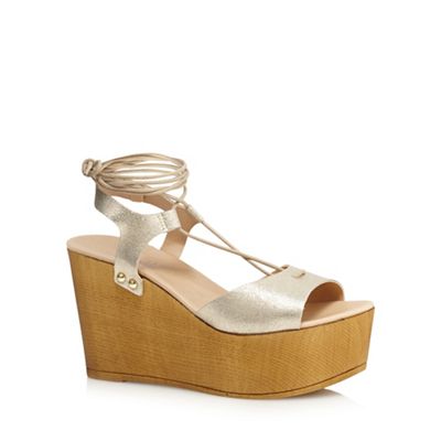 Faith Gold 'Danny' lace-up wedge shoes